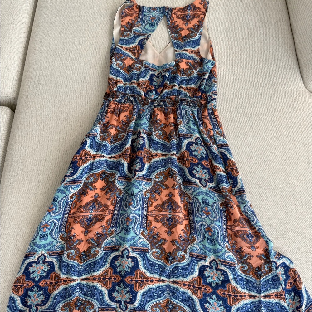 Maeve Blue and Orange Backless Dress